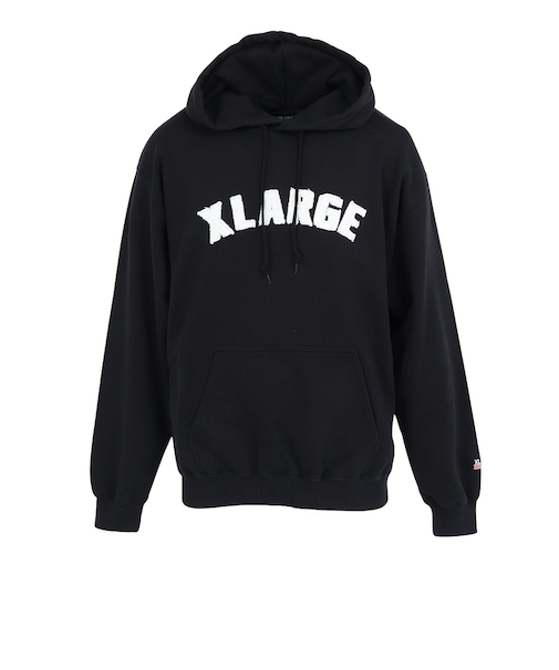 エクストララージ(XLARGE)ARCH ロゴ プルオーバー フーデット スウェットシャツ 101253012014-BLACK