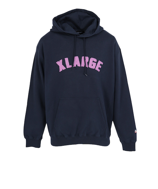 エクストララージ（XLARGE）ARCH ロゴ プルオーバー フーデット スウェットシャツ 101253012014-NAVY