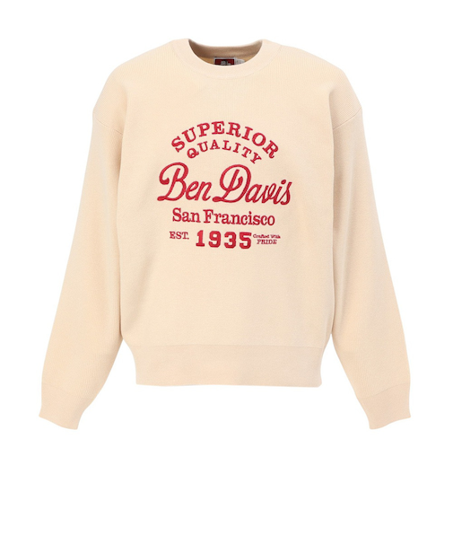 ベンデイビス（BEN DAVIS）刺繍ロゴニット クルーネック 25780071-OFF