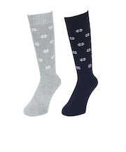 クー（Coo.）靴下 クルーソックス HEAT-X 2足組 ネイビー×グレー ユキドット22.0～25.0センチ  895CO5GSA0063 GRY22