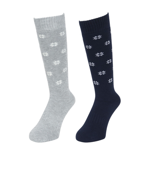 クー(Coo.)靴下 クルーソックス HEAT-X 2足組 ネイビー×グレー ユキドット22.0~25.0センチ 895CO5GSA0063 GRY22