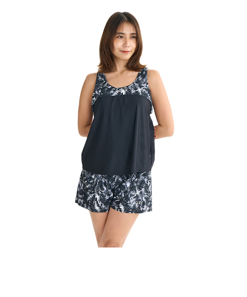 ロキシー(ROXY)フィットネス水着 レディース 水泳 Roxy Fitness KEEP SMILING 水陸両用 めくれ防止 黒 25FWRSW25450…