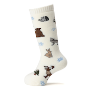 ザ・ノース・フェイス（THE NORTH FACE）ウィンター アニマル グラフィック クルー ソックス 白 ホワイト JM-JLサイズ  NNJ82514 W