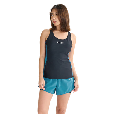 ロキシー(ROXY)フィットネス水着 レディース 水泳 Roxy Fitness YOU’LL DO FINE 水陸両用 セットアップ 青×黒 25FWRSW…