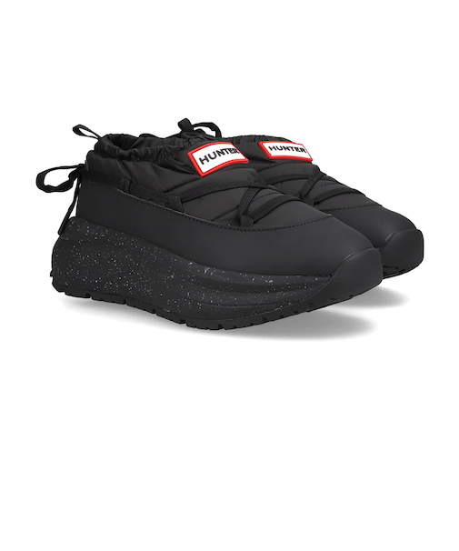 ハンター(Hunter)ブーツ カジュアルシューズ グリップ パフ レース スリッポン トレーナー ブラック UFF7122WWU-BLK 防寒 防水性