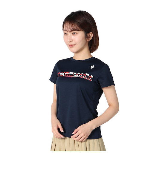 ルコックスポルティフ（lecoqsportif）テニスウェア トリコロール プリント ゲームシャツ LN4FHT90L NV00