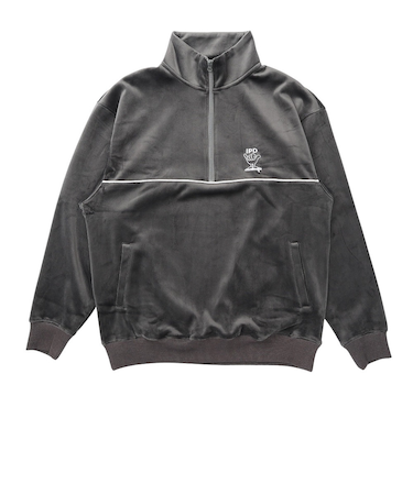 ベロア ハーフジップ フリースシャツ IPDHZSH-1015-C.GRY