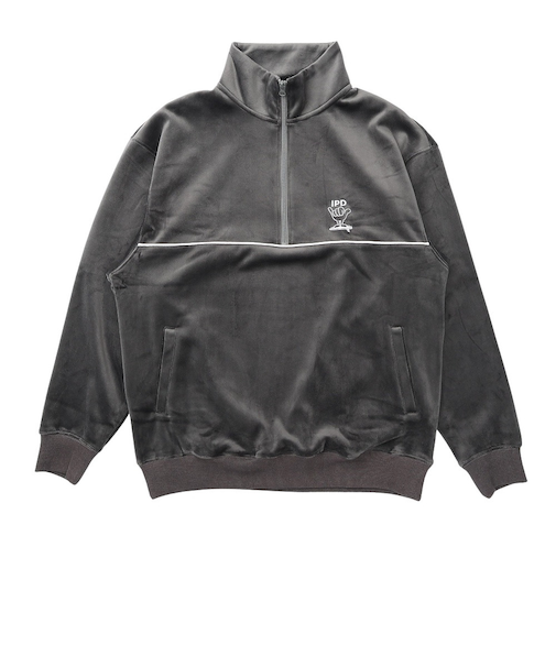 ベロア ハーフジップ フリースシャツ IPDHZSH-1015-C.GRY