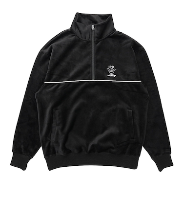 ベロア ハーフジップ フリースシャツ IPDHZSH-1015-BLK