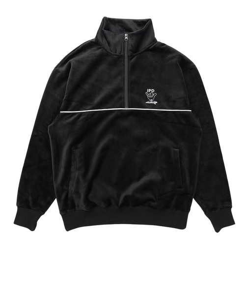 ベロア ハーフジップ フリースシャツ IPDHZSH-1015-BLK