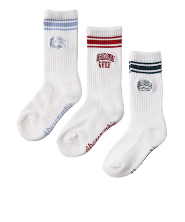 アバクロンビー&フィッチ（Abercrombie & Fitch）靴下 AFHN VARSITY CREW ソックス 3足組 青 ブルー 21－23センチ B…