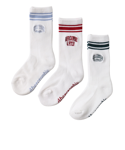 アバクロンビー&フィッチ（Abercrombie & Fitch）靴下 AFHN VARSITY CREW ソックス 3足組 青 ブルー 21－23センチ B…