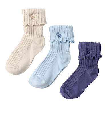 アバクロンビー&フィッチ（Abercrombie & Fitch）AFHG FOLD OVER LETTUCE WELT ソックス 3足組 ベージュ 21－2…
