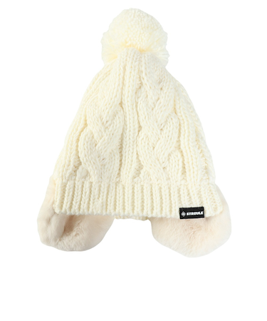 ジュニア 耳付き ポンポン ニット帽 ST25FB0083 OWHT