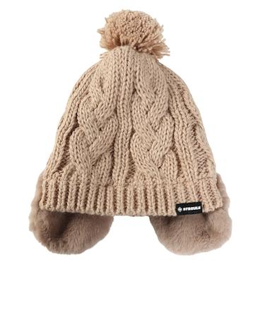 ジュニア 耳付き ポンポン ニット帽 ST25FB0083 BEG