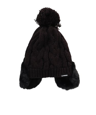 帽子 耳付き ポンポン ニット帽 ST25FB0080 BLK