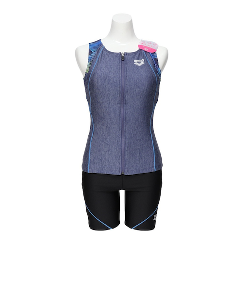 アリーナ（ARENA）フィットネス水着 水泳 セパレーツカバーバック 青×黒 M-LLサイズ AS6SWF46L BLBK 上下セット