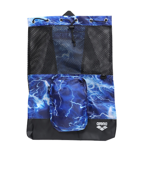 アリーナ（ARENA）水泳バッグ メッシュバックパック 総柄 約9L 青×シルバー AS6SBP16U BLSL ナップザック