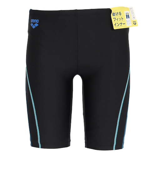 アリーナ（ARENA）水着 メンズ 水泳 フィットネス水着 ハーフレッグ インナー付き 黒×青 M-3Lサイズ AS6SWF66M BKBL