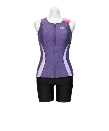 アリーナ（ARENA）水着 レディース フィットネスセパレート 上下セット カバーバック 紫×黒 M-3Lサイズ AS5SWF41L PPBK