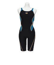 アリーナ(ARENA)競泳水着 レディース 水泳 タフスーツ トレーニングワンピース スパッツ 黒×ゴールド S-LLサイズ AS6SWM02L BKGD