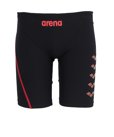 アリーナ（ARENA）競泳水着 メンズ 水泳 タフスーツ トレーニングスパッツ ハーフレッグ 黒×赤 S-3Lサイズ AS6SWM08M BKRD