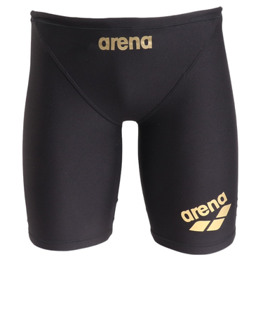 アリーナ（ARENA）競泳水着 メンズ 水泳 タフスーツ トレーニングスパッツ ハーフレッグ 黒×ゴールド S-3LサイズSAR-4105 BKGD