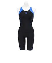 アリーナ(ARENA)フィットネス水着 レディース 水泳 アクアエクサ フィットネスワンピース スパッツ 黒×青 S-3L AS5SWF00L BKBL