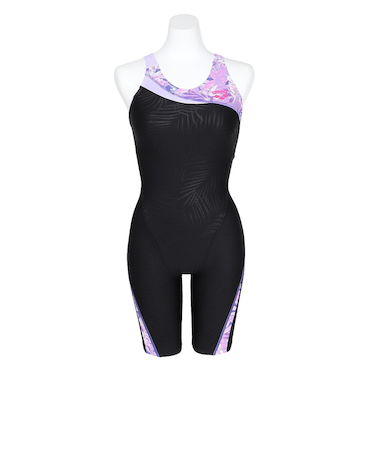 アリーナ（ARENA）フィットネス水着 レディース 水泳 アクアエクサ フィットネスワンピース スパッツ 黒×紫 S-3L AS5FWF09L BKPP