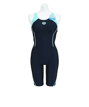 アリーナ（ARENA）フィットネス水着 レディース 水泳 アクアエクサ フィットネスワンピース スパッツ 紺×緑 S-3L AS5SWF00L NVEM