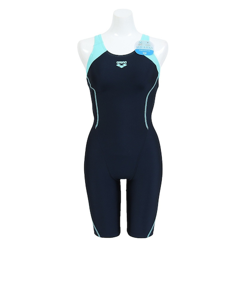 アリーナ(ARENA)フィットネス水着 レディース 水泳 アクアエクサ フィットネスワンピース スパッツ 紺×緑 S-3L AS5SWF00L NVEM