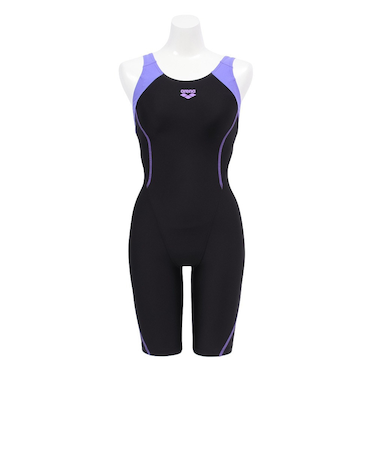 アリーナ（ARENA）フィットネス水着 レディース 水泳 アクアエクサ フィットネスワンピース スパッツ 黒×紫 S-3L AS5SWF00L BKPP
