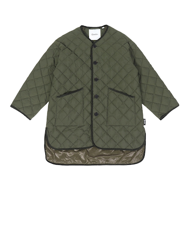 キルトダウン カラーレスコート GY-A0056 NYM DULL OLIVE