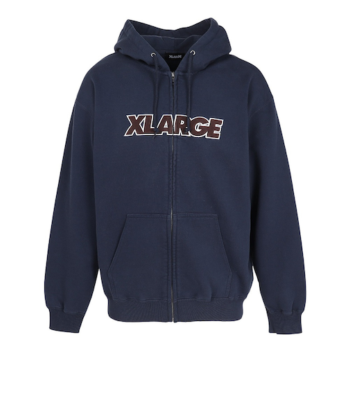 エクストララージ（XLARGE）スタンダード ロゴ ジップフーディ スウェットシャツ 101254012012-NAVY