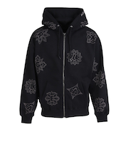 エクストララージ（XLARGE）ALLOVER EMBROIDERY ジップアップフーデッド スウェットシャツ 101254012020-BLACK