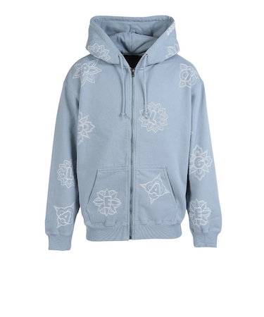 エクストララージ（XLARGE）ALLOVER EMBROIDERY ジップアップフーデッド スウェットシャツ 101254012020-LtBLUE