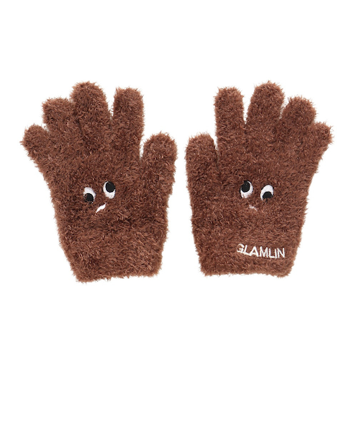 ジュニア 5本指 ニット グローブ GKFG BROWN