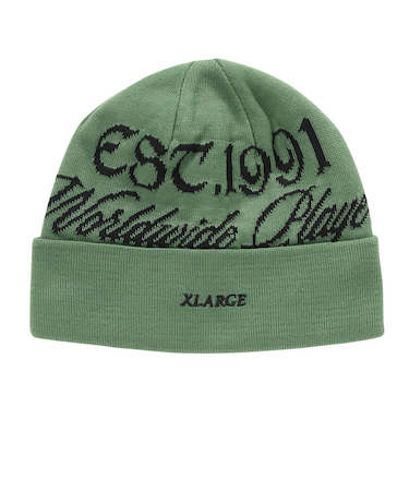 エクストララージ（XLARGE）帽子 EST.1991 CUFF ビーニー 101253051010-OLIVE