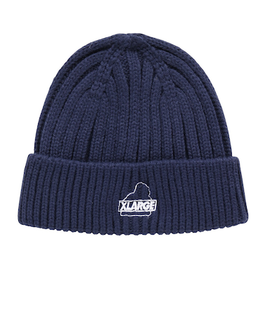 エクストララージ（XLARGE）帽子 SLANTED OG リブ ニットキャップ 101254051002-NAVY