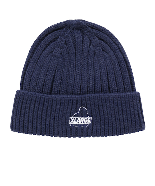 エクストララージ（XLARGE）帽子 SLANTED OG リブ ニットキャップ 101254051002-NAVY