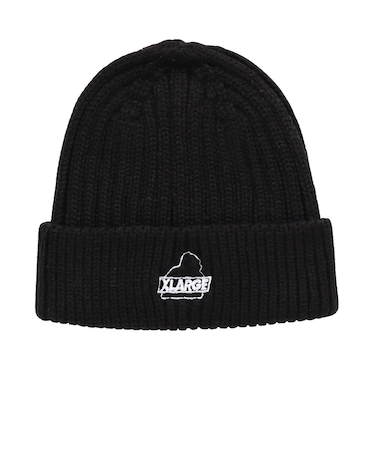 エクストララージ（XLARGE）帽子 SLANTED OG リブ ニットキャップ 101254051002-BLACK