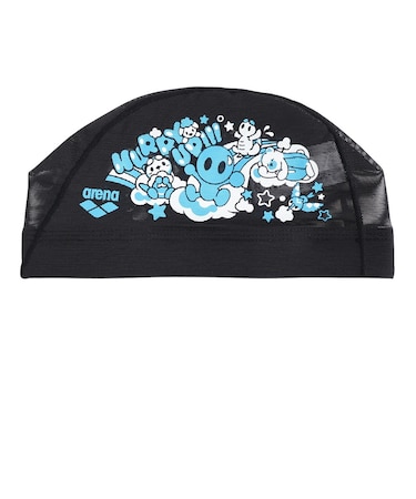 アリーナ（ARENA）スイムキャップ 水泳 メッシュキャップ 公式大会可 黒×青 M-Lサイズ AS6SSC56U BKBL アリーナくん