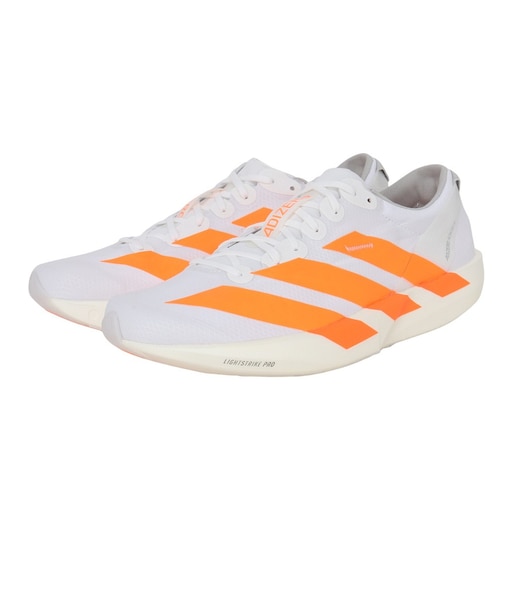 アディダス（adidas）ランニングシューズ トレーニングシューズ 部活 アディゼロ アディオス 9 ランニング ホワイト オレンジ NKL80-JQ0777
