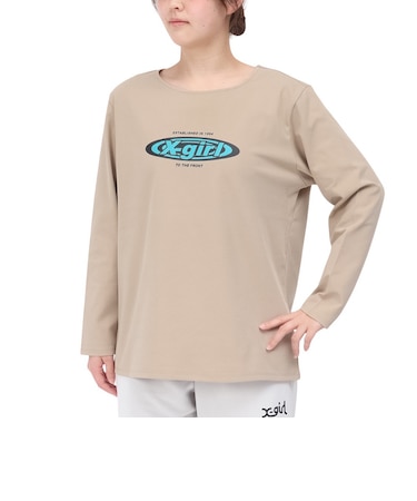 エックスガール（X-gir）サークル ロゴ ロングスリーブ Tシャツ 155253013006-BEIGE