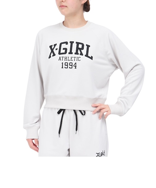 エックスガール（X-gir）カレッジ ロゴ ショート クルーネック スウェットシャツ 155253012004-OFF WHITE