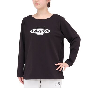 エックスガール（X-gir）サークル ロゴ ロングスリーブ Tシャツ 155253013006-BLACK