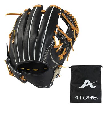 アトムズ（ATOMS）軟式用グラブ 内野手 野球グローブ 一般 NATIONAL LINE ACN-026 BLK