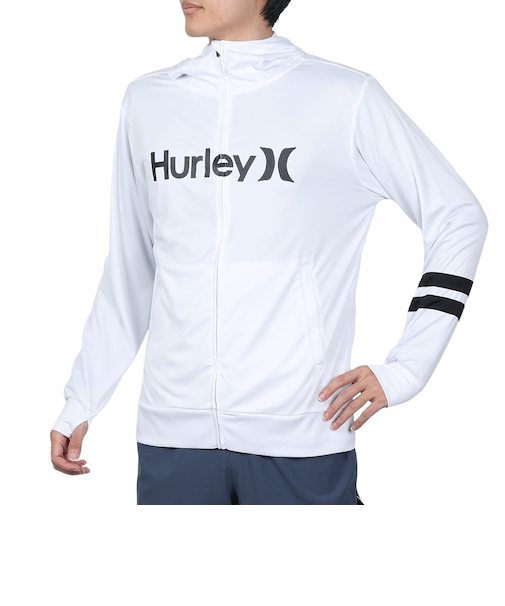 ハーレー（HURLEY）ラッシュガード 長袖 パーカー RASH ONE AND ONLY MRG2310036-WHT 速乾 UVカット