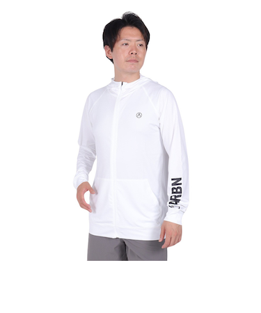 エアボーン（ARBN）ラッシュガード 長袖 ロングスリーブ フーデッド AB24SSM-APP0901WHT