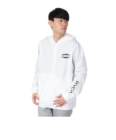 ルーカ（RVCA）ラッシュガード 長袖 HEX BOX サーフ ジップアップフーディー BF041875 WHT